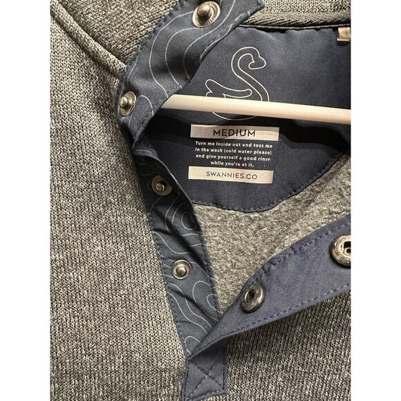 Swannies Golf Wolff Fleece Pullover 1/4 Snap Grey Gray Charcoal Men Med - Picture 6 of 8